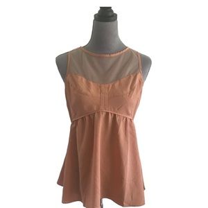 NWOT Forever 21 peach flared tank with mesh netting